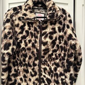 Leopard print fleece coat
